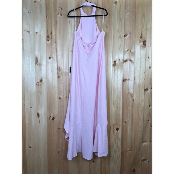 NWT Lulus Majestic Perfection Light Pink Ruffled Halter Maxi Dress Bride Size 2X - Picture 8 of 8